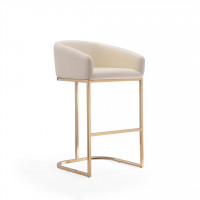 Manhattan Comfort BS016-CR Louvre 40 in. Cream and Titanium Gold Stainless Steel Barstool
